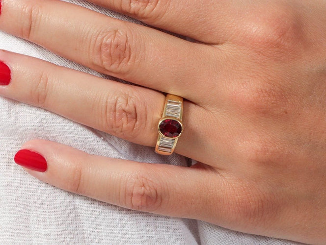 Bague 53 Bague - Rubis et diamants en or 750 58 Facettes