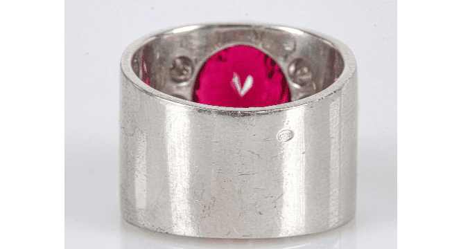 Bague 58 Bague bandeau en or gris avec rubellite et diamants 58 Facettes