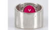 Bague 58 Bague bandeau en or gris avec rubellite et diamants 58 Facettes