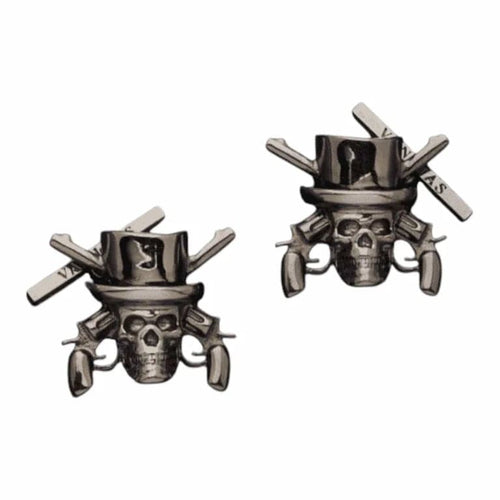 Boutons de manchette Boutons de manchette - Tête de mort en or blanc 18 ct noirci 58 Facettes