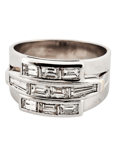 Bague 61 Bague en or blanc 18 ct sertie de diamants taille baguette 58 Facettes
