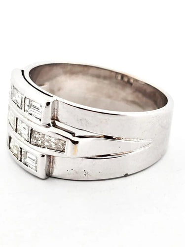 Bague 61 Bague en or blanc 18 ct sertie de diamants taille baguette 58 Facettes