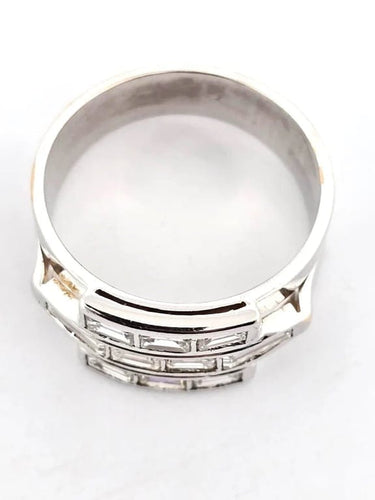 Bague 61 Bague en or blanc 18 ct sertie de diamants taille baguette 58 Facettes
