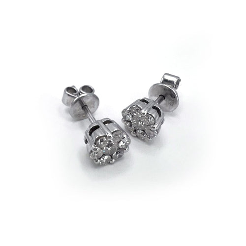 Bague Boucles d'oreilles solitaires - Diamants naturels en or blanc 18 ct 58 Facettes UKA000084GM