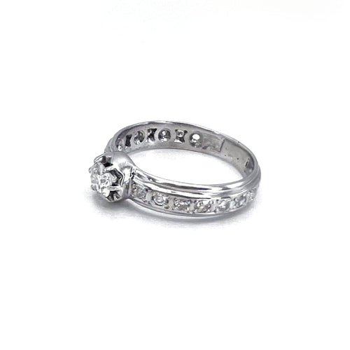 Bague 54 Bague de fiançailles en or blanc 18K et diamants naturels 58 Facettes UKA000082GM