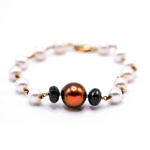 Bracelet Bracelet - Perles et spinelles noires en or jaune 18K 58 Facettes UKA000095FV
