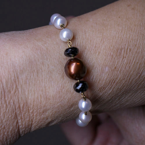 Bracelet Bracelet - Perles et spinelles noires en or jaune 18K 58 Facettes UKA000095FV