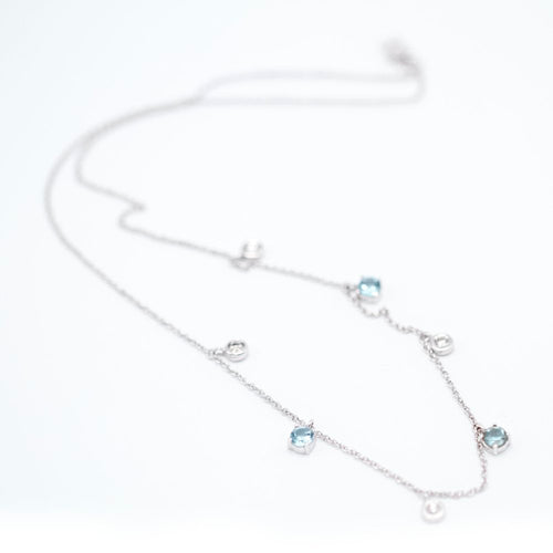 Collier BELL - Collier en or blanc 18K et topazes bleues 58 Facettes UKA000096FV