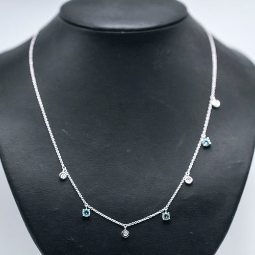 Collier BELL - Collier en or blanc 18K et topazes bleues 58 Facettes UKA000096FV