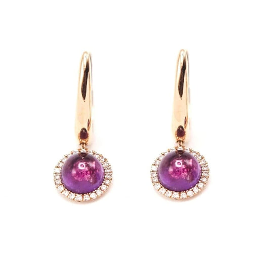 Boucles d'oreilles Boucles d’oreilles cabochon en or jaune 18 carats, améthystes et diamants 58 Facettes UKA000092FV