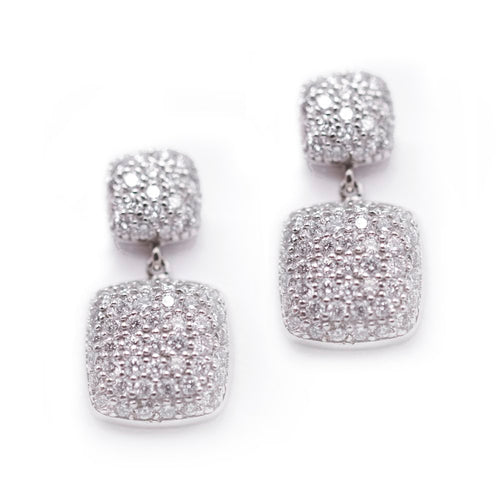 Boucles d'oreilles Boucles d’oreilles pavées de diamants en or blanc 18 K 58 Facettes UKA000089FV