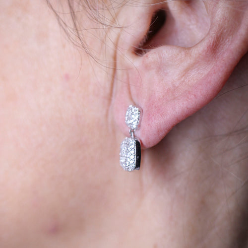 Boucles d'oreilles Boucles d’oreilles pavées de diamants en or blanc 18 K 58 Facettes UKA000089FV
