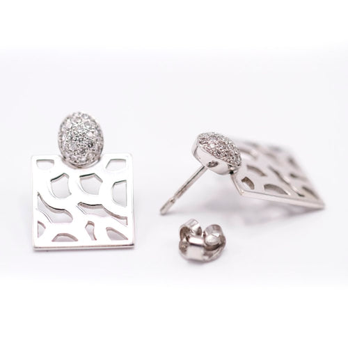 Boucles d'oreilles Safari - Boucles d’oreilles en or blanc 18K avec diamants 58 Facettes UKA000087FV