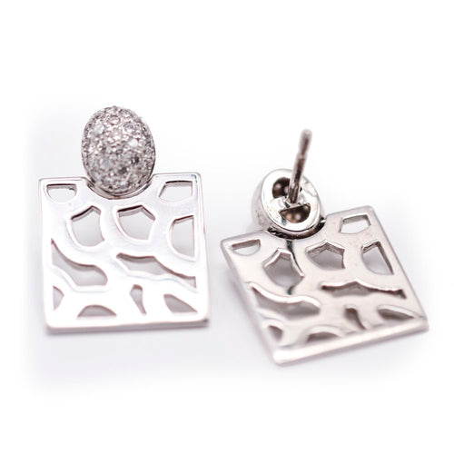 Boucles d'oreilles Safari - Boucles d’oreilles en or blanc 18K avec diamants 58 Facettes UKA000087FV