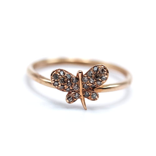 Bague 51 Bague papillon en or rose 18 K et diamants bruns 58 Facettes UKA000100LF