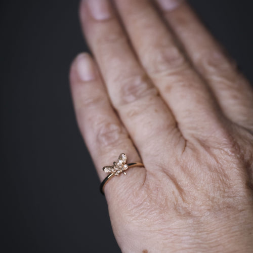 Bague 51 Bague papillon en or rose 18 K et diamants bruns 58 Facettes UKA000100LF