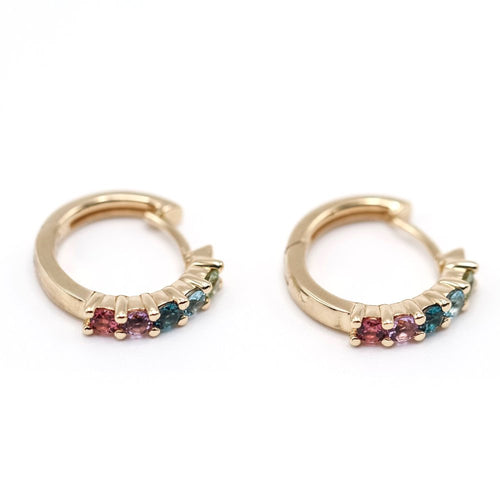 Boucles d'oreilles RAINBOW - Boucles d’oreilles créoles en or jaune 18K et gemmes 58 Facettes UKA000102LF