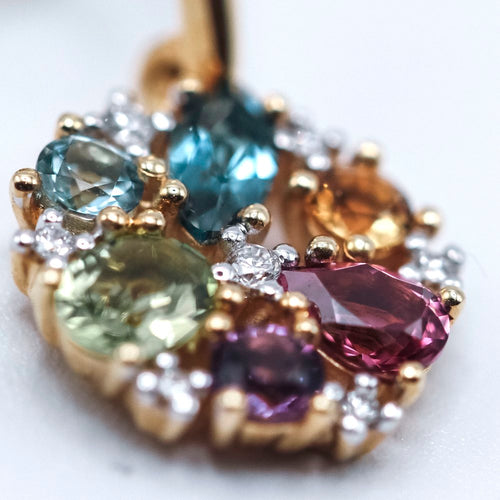 Boucles d'oreilles Rainbow - Boucles d’oreilles en or jaune 18K, diamants et pierres fines 58 Facettes UKA000103LF