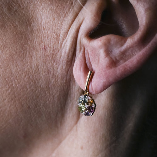 Boucles d'oreilles Rainbow - Boucles d’oreilles en or jaune 18K, diamants et pierres fines 58 Facettes UKA000103LF