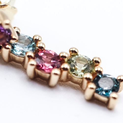 Boucles d'oreilles RAINBOW - Boucles d’oreilles longues en or jaune 18K et gemmes 58 Facettes UKA000104LF
