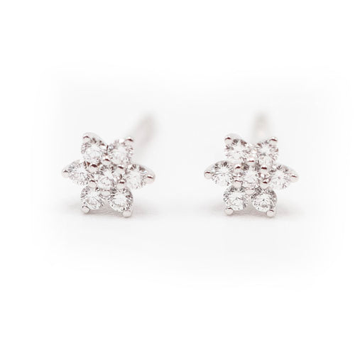 Bague Boucles d'oreilles puces solitaires en or blanc 18K et diamants 0,15 ct 58 Facettes UKA000111LF