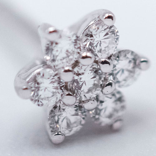 Bague Boucles d'oreilles puces solitaires en or blanc 18K et diamants 0,15 ct 58 Facettes UKA000111LF