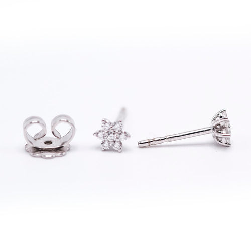 Bague Boucles d'oreilles puces solitaires en or blanc 18K et diamants 0,15 ct 58 Facettes UKA000111LF