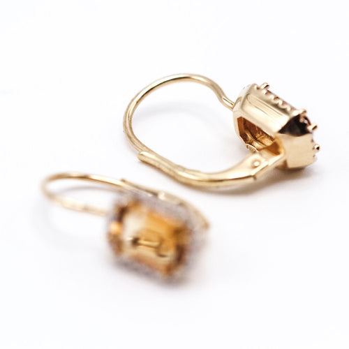 Boucles d'oreilles Boucles d’oreilles monacale avec diamants et citrines en or jaune 18K 58 Facettes UKA000112LF