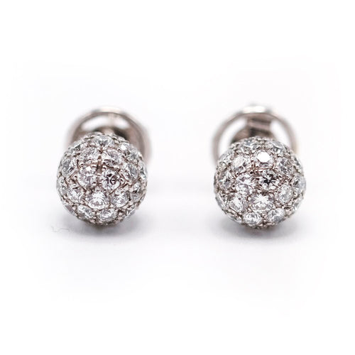 Boucles d'oreilles Boucles d’oreilles boule en or blanc 18K et diamants 2,00 ct 58 Facettes UKA000114LF