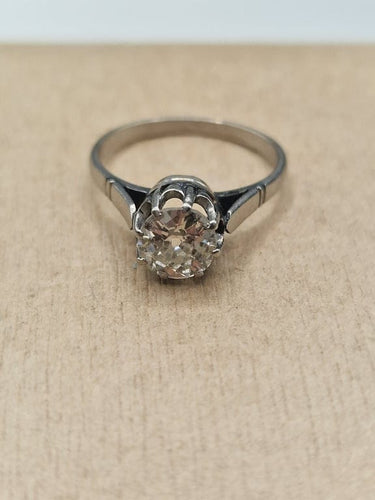 Bague 50 Bague solitaire vintage en or blanc 18 ct et diamant 0,70 ct 58 Facettes CV-008
