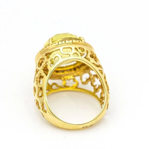 Bague 55.5 Bague en or jaune 18 carats avec quartz citron et diamants 58 Facettes D359671LF