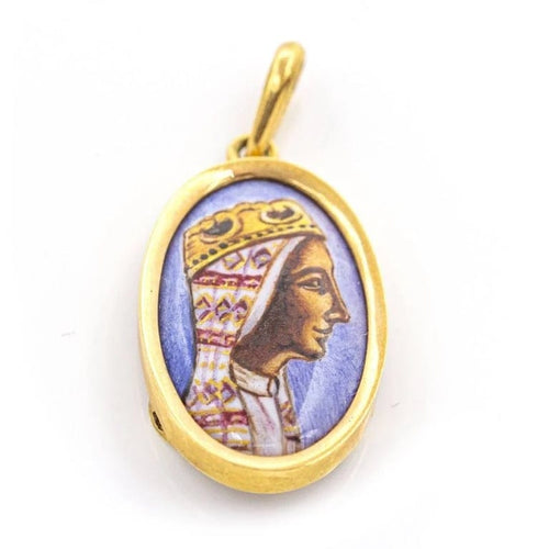 Pendentif Médaille Vierge de Montserrat en or jaune et émail 58 Facettes D359724LF