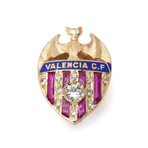 Broche FC Valencia - Épinglette bouclier en or jaune 18 carats diamants rubis émail 58 Facettes D359904JC