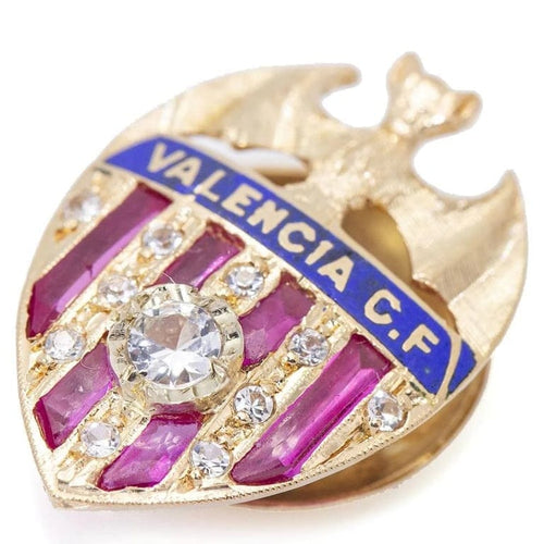 Broche FC Valencia - Épinglette bouclier en or jaune 18 carats diamants rubis émail 58 Facettes D359904JC