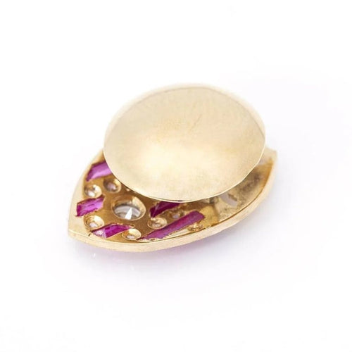Broche FC Valencia - Épinglette bouclier en or jaune 18 carats diamants rubis émail 58 Facettes D359904JC