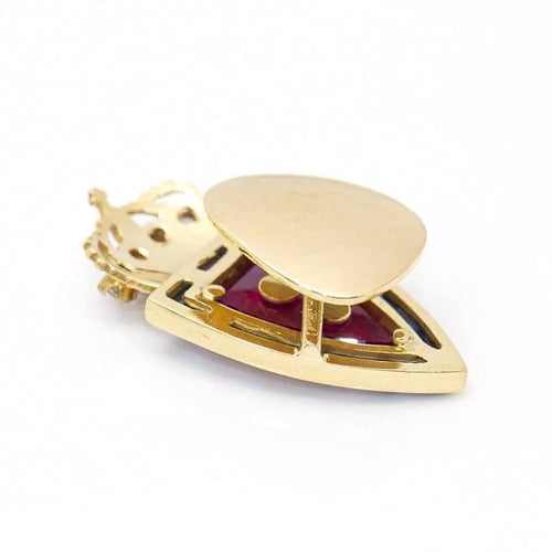 Broche FC Zaragoza - Broche bouclier en or jaune 18 carats, diamants, saphirs et rubis 58 Facettes D359905JC