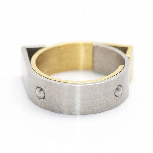 Bague 53 Carl Dau Geometry - Bague en or jaune et acier sablé 58 Facettes D359995JC