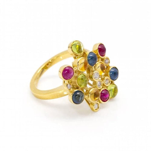 Bague 56.5 Color Bubbles - Bague en or jaune 18 carats et diamants 58 Facettes D360262JE