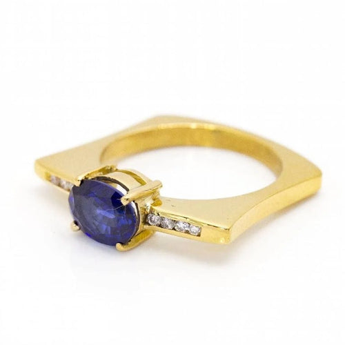 Bague 55 KLASH - Bague en or jaune 18 ct avec saphir et diamants 58 Facettes D360264JE