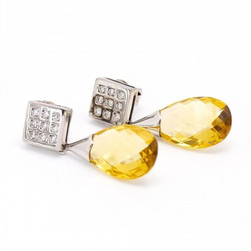 Boucles d'oreilles Briolé - Boucles d'oreilles en or 18 carats avec citrines et diamants 58 Facettes D360265JE