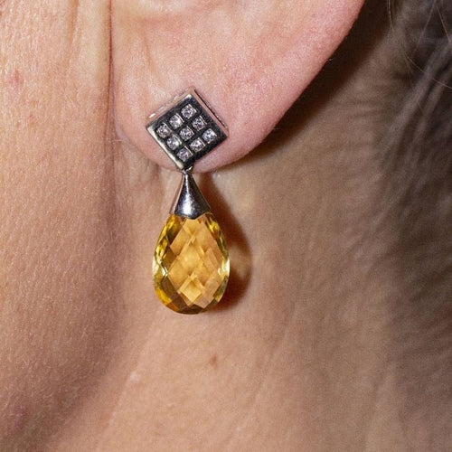 Boucles d'oreilles Briolé - Boucles d'oreilles en or 18 carats avec citrines et diamants 58 Facettes D360265JE