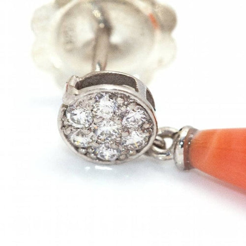 Boucles d'oreilles Boucles d'oreilles en or blanc 18 carats avec diamants et corail 58 Facettes D360266JE
