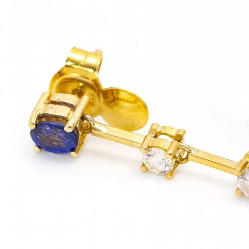 Boucles d'oreilles Ceylan - Boucles d'oreilles en or jaune 18 ct, diamants et saphirs 58 Facettes D360286JE