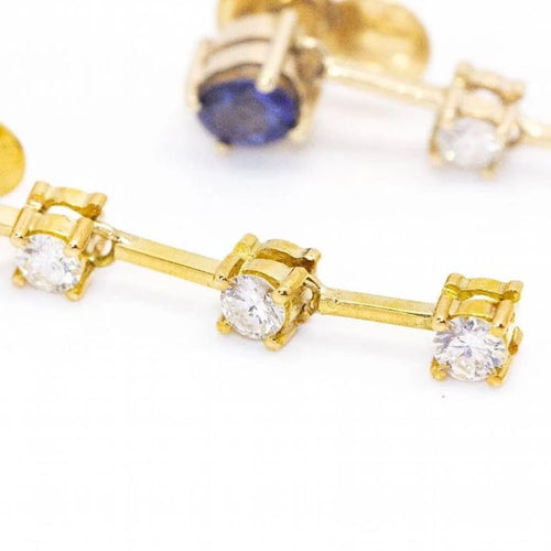 Boucles d'oreilles Ceylan - Boucles d'oreilles en or jaune 18 ct, diamants et saphirs 58 Facettes D360286JE