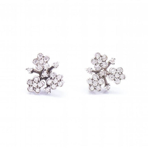 Boucles d'oreilles Pasquale Bruni Prato Fiorito - Boucles d’oreilles fleur en or blanc et diamants 58 Facettes D360382CS