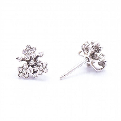 Boucles d'oreilles Pasquale Bruni Prato Fiorito - Boucles d’oreilles fleur en or blanc et diamants 58 Facettes D360382CS