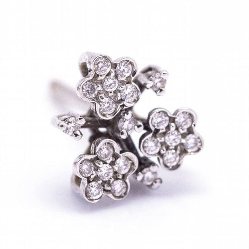 Boucles d'oreilles Pasquale Bruni Prato Fiorito - Boucles d’oreilles fleur en or blanc et diamants 58 Facettes D360382CS
