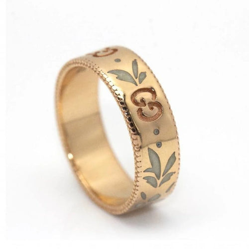 Bague 54 Gucci Icon Blossom - Bague en or rose 18 carats et émail 58 Facettes D360460FJ