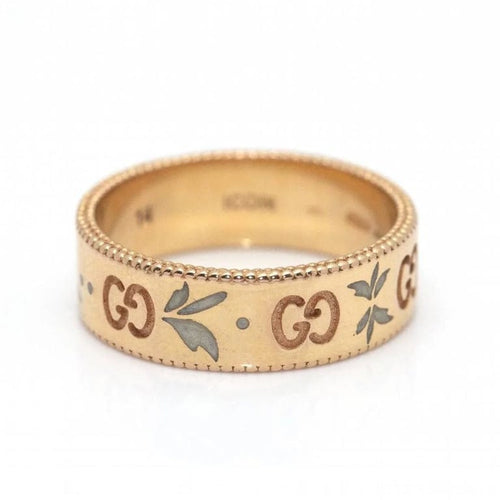 Bague 54 Gucci Icon Blossom - Bague en or rose 18 carats et émail 58 Facettes D360460FJ