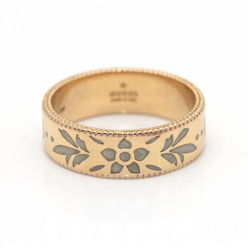 Bague 54 Gucci Icon Blossom - Bague en or rose 18 carats et émail 58 Facettes D360460FJ